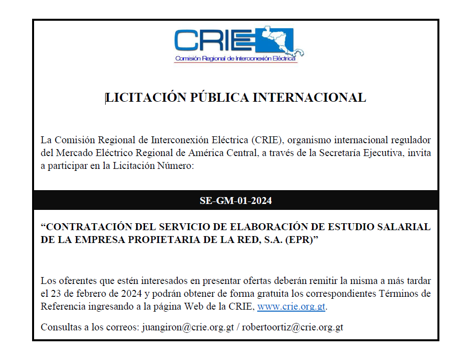 CRIE invita a participar en licitación pública internacional
