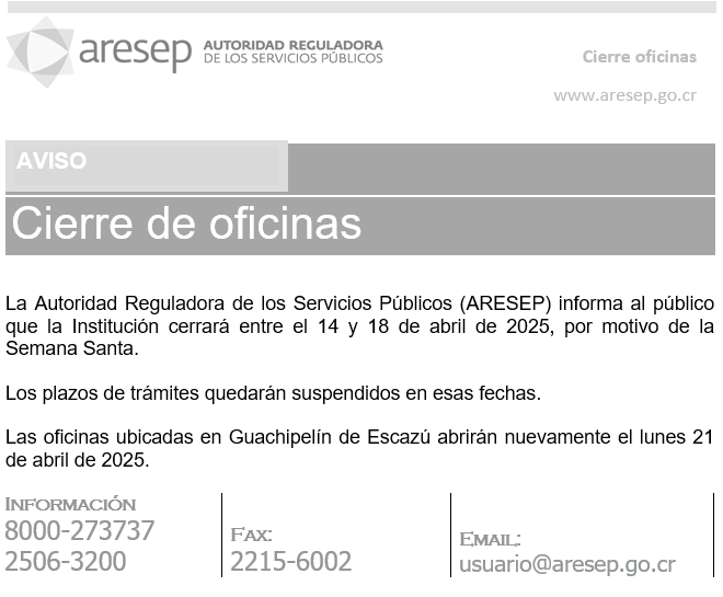 Cierre de oficinas por Semana Santa