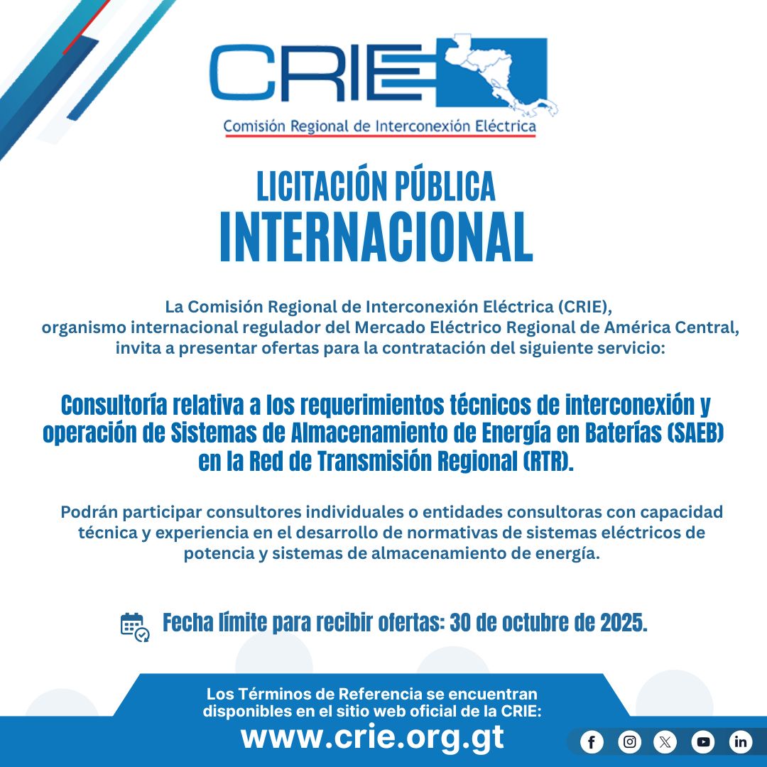CRIE invita a licitación pública internacional