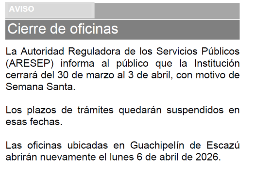 Cierre de oficinas por Semana Santa