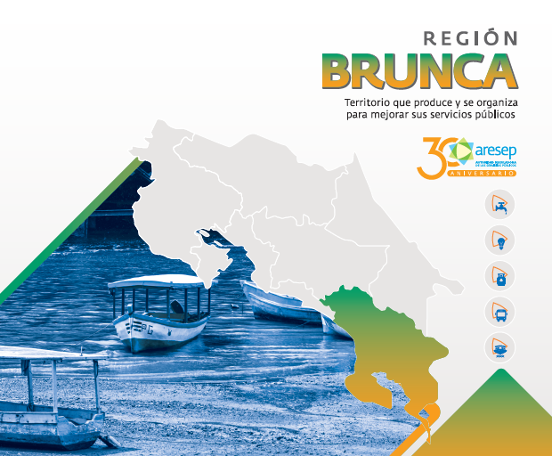 Folleto en pdf que resume de forma gráfica las condiciones de los servicios públicos en la región Brunca (Pacífico Sur).