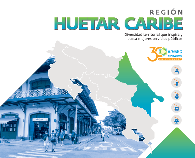 Folleto en pdf que resume de forma gráfica las condiciones de los servicios públicos en la región Huetar Caribe (Limón)